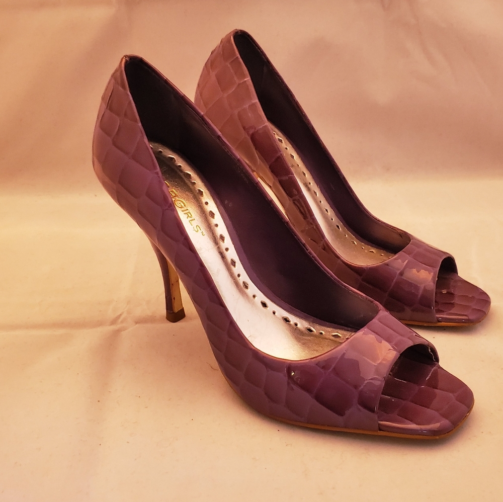 Womens Purple Peep Toe Heel